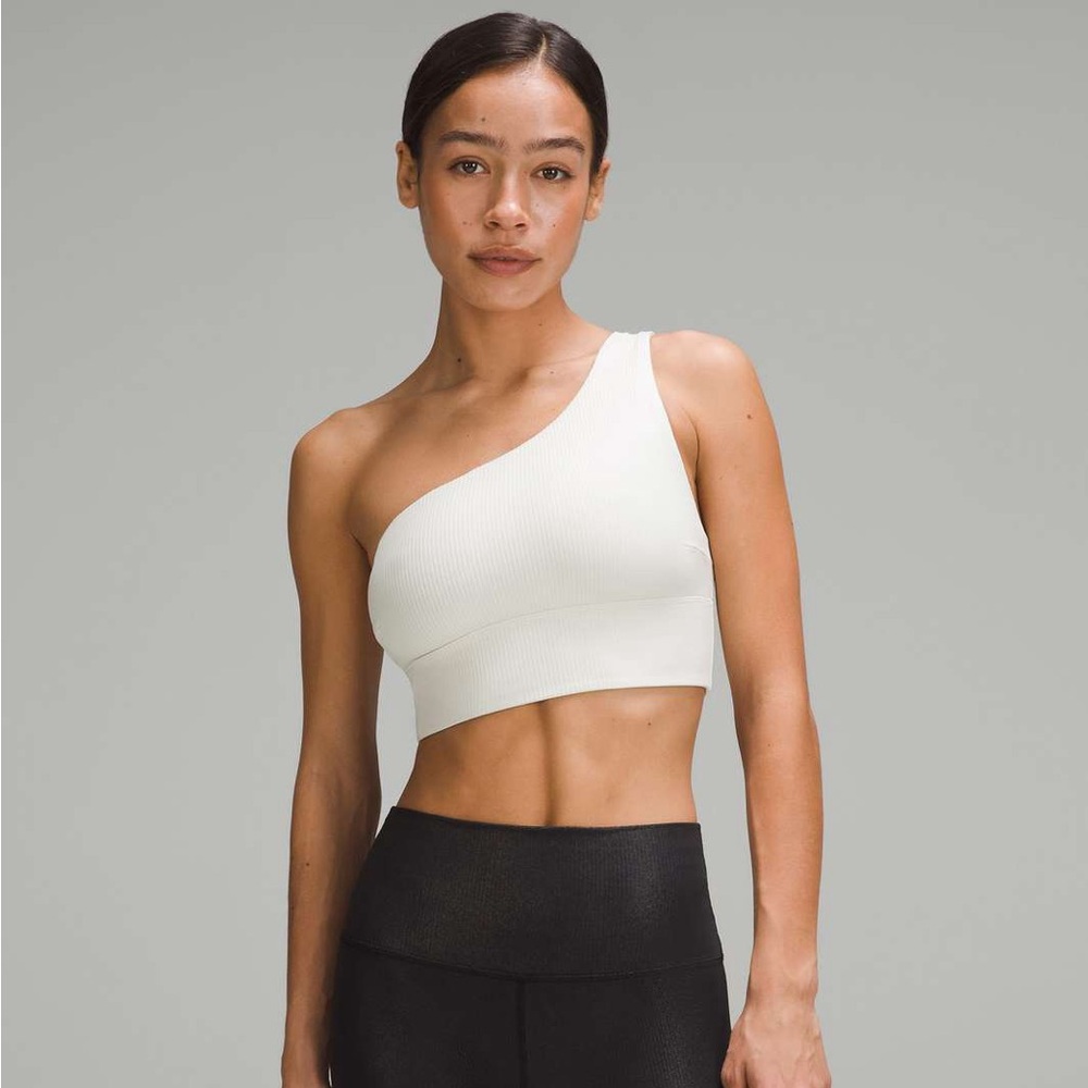 Lululemon Align Asymmetrical Ribbed Bra C/D Cup *Shine, Bone, 12 NWT